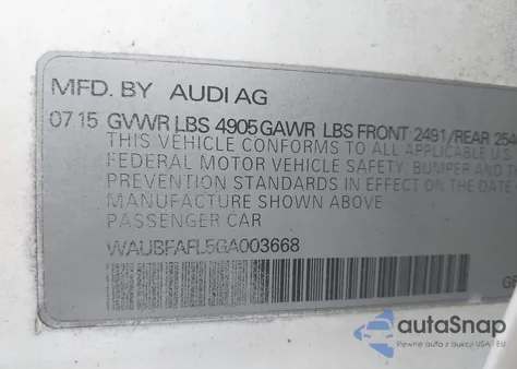 2016 Audi A4 2.0T Premium from USA, damaged, VIN WAUBFAFL5GA003668